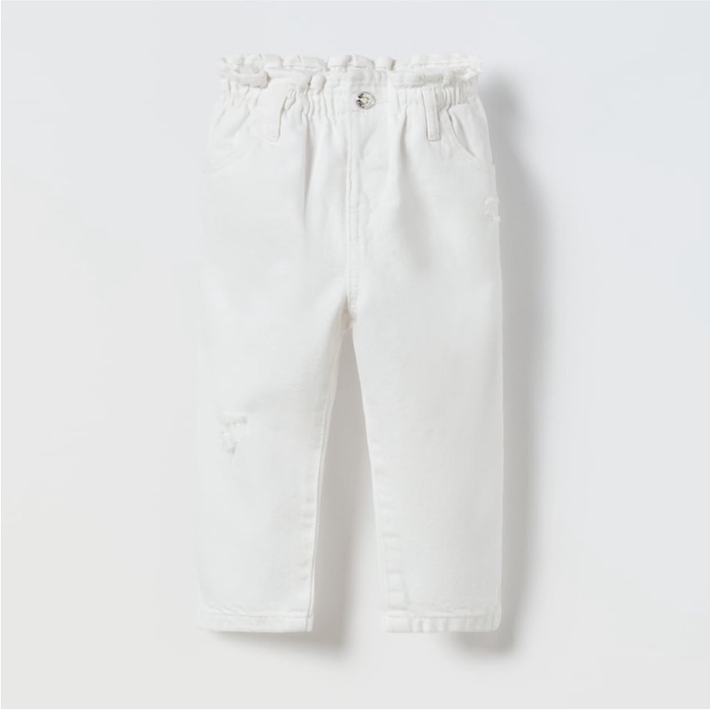 Zara Paperbag White Jeans